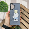 قاب گوشی Galaxy A32 4G سامسونگ CASETIFY ژله ای چرمی طرح تدی خرسی گلدوزی طوسی کد 1242