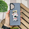 قاب گوشی Galaxy A32 4G سامسونگ CASETIFY ژله ای چرمی طرح تدی خرسی گلدوزی طوسی کد 1244