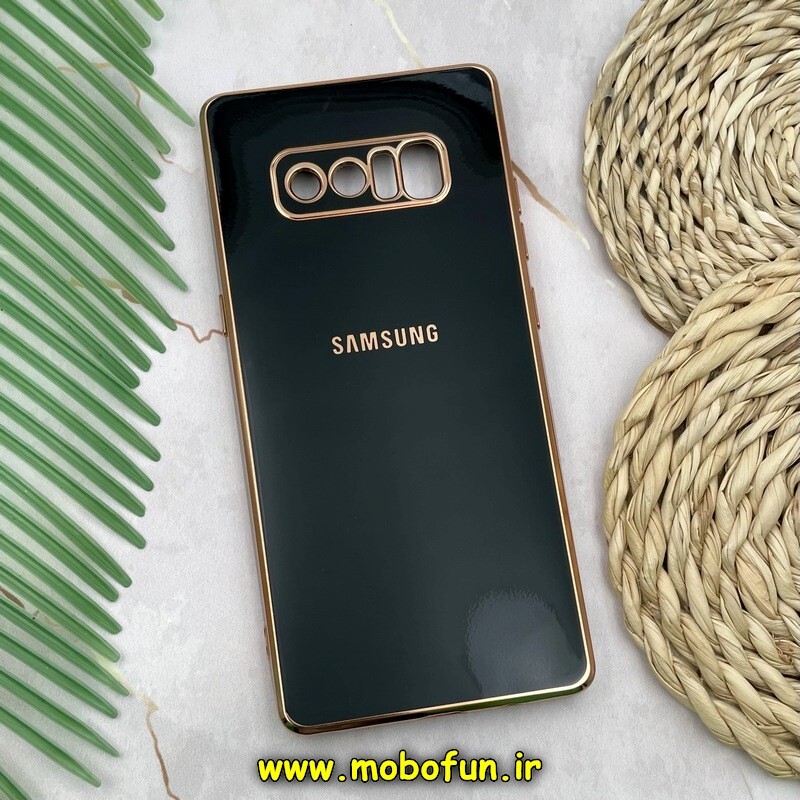 قاب گوشی Galaxy Note 8 سامسونگ طرح ژله ای مای کیس گلد لاین دور طلایی محافظ لنز دار مشکی کد 126