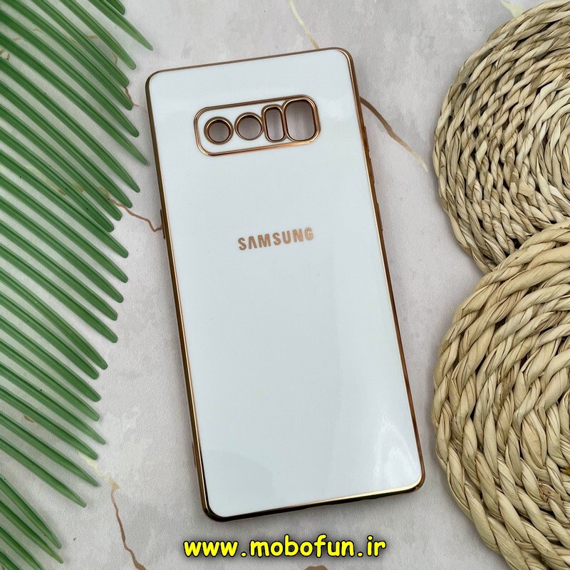قاب گوشی Galaxy Note 8 سامسونگ طرح ژله ای مای کیس گلد لاین دور طلایی محافظ لنز دار سفید کد 127
