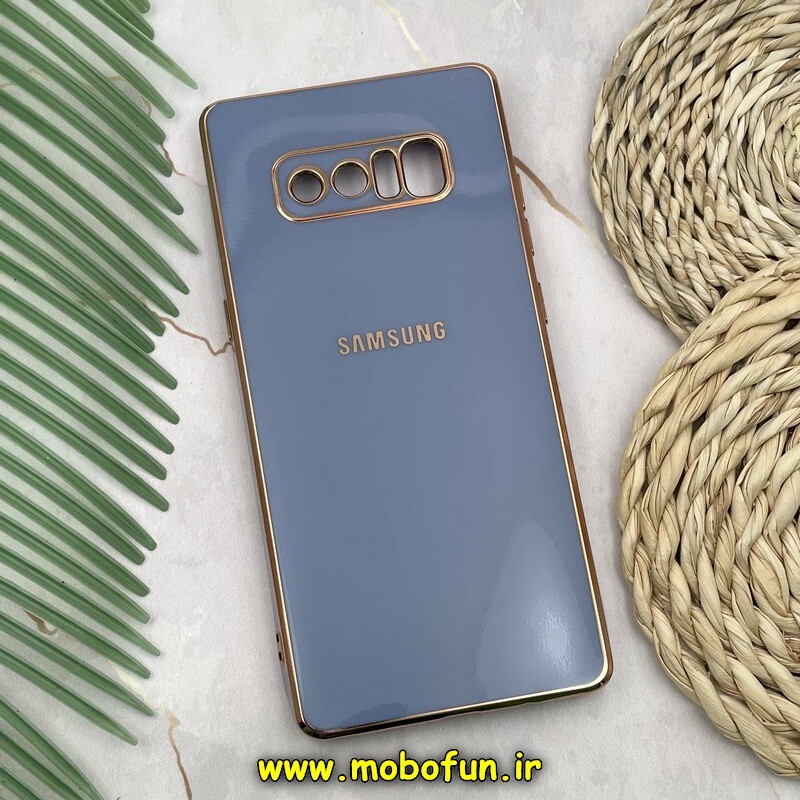 قاب گوشی Galaxy Note 8 سامسونگ طرح ژله ای مای کیس گلد لاین دور طلایی محافظ لنز دار آبی فیلی کد 128
