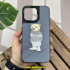 قاب گوشی iPhone 14 Pro Max آیفون CASETIFY ژله ای چرمی طرح تدی خرسی گلدوزی طوسی کد 333
