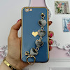 قاب گوشی iPhone 6 - iPhone 6S آیفون طرح مای کیس گلد لاین لاکچری دستبندی زنجیری قلبی مخملی آویزدار محافظ لنز دار آبی کد 560