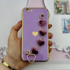 قاب گوشی iPhone 6 - iPhone 6S آیفون طرح مای کیس گلد لاین لاکچری دستبندی زنجیری قلبی مخملی آویزدار محافظ لنز دار بنفش کد 561