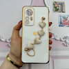 قاب گوشی Xiaomi 12T - Xiaomi 12T Pro شیائومی طرح مای کیس گلد لاین لاکچری دستبندی زنجیری قلبی مخملی آویزدار سفید کد 253