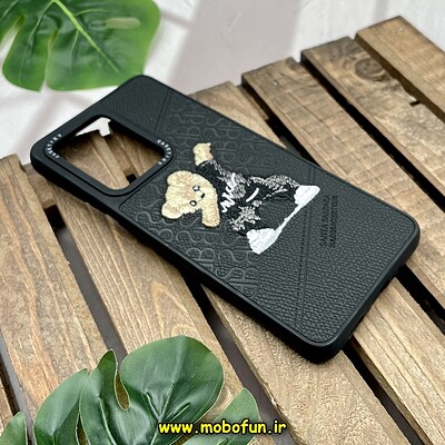 قاب گوشی Galaxy S20 Ultra سامسونگ CASETIFY ژله ای چرمی طرح تدی خرسی گلدوزی مشکی کد 208