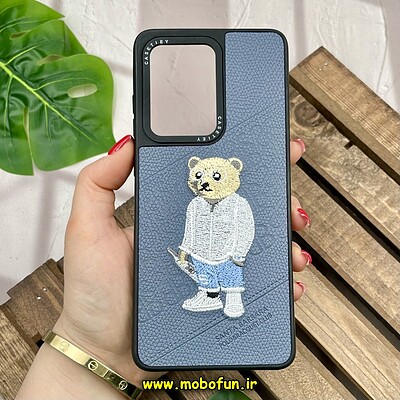 قاب گوشی Galaxy S20 Ultra سامسونگ CASETIFY ژله ای چرمی طرح تدی خرسی گلدوزی طوسی کد 210