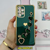 قاب گوشی Galaxy A33 سامسونگ طرح مای کیس گلد لاین لاکچری دستبندی زنجیری قلبی مخملی آویزدار محافظ لنز دار سبز تیره کد 681