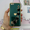 قاب گوشی iPhone 6 - iPhone 6S آیفون طرح مای کیس گلد لاین لاکچری دستبندی زنجیری قلبی مخملی آویزدار محافظ لنز دار سبز تیره کد 563