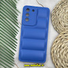 قاب گوشی Galaxy S21 FE سامسونگ سیلیکون ژله ای پافر PC زیر بسته محافظ لنز دار آبی کاربنی کد 989