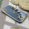 قاب گوشی iPhone X - iPhone XS آیفون طرح مای کیس گلد لاین لاکچری دستبندی زنجیری قلبی مخملی آویزدار محافظ لنز دار آبی فیلی کد 652