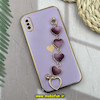 قاب گوشی iPhone X - iPhone XS آیفون طرح مای کیس گلد لاین لاکچری دستبندی زنجیری قلبی مخملی آویزدار محافظ لنز دار یاسی کد 653
