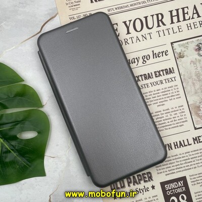 کیف مگنتی گوشی Honor X8 4G آنر طرح چرم کتابی خاکستری کد 171