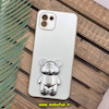 قاب گوشی Galaxy A03 2022 سامسونگ طرح ژله ای خرسی تدی استندشو مای کیس گلد لاین دور طلایی محافظ لنز دار سفید کد 151