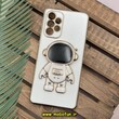 قاب گوشی Galaxy A72 سامسونگ طرح ژله ای فضانورد مای کیس گلد لاین دور طلایی محافظ لنز دار سفید کد 616