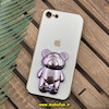 قاب گوشی iPhone 7 - iPhone 8 - iPhone SE 2020 - iPhone SE 2022 آیفون طرح ژله ای خرسی تدی استندشو مای کیس گلد لاین دور طلایی محافظ لنز دار سفید یاسی کد 622