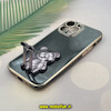 قاب گوشی iPhone 13 Pro Max آیفون طرح ژله ای خرسی تدی استندشو مای کیس گلد لاین دور طلایی محافظ لنز دار مشکی کد 735