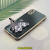 قاب گوشی iPhone X - iPhone XS آیفون طرح ژله ای خرسی تدی استندشو مای کیس گلد لاین دور طلایی محافظ لنز دار مشکی کد 658