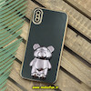 قاب گوشی iPhone X - iPhone XS آیفون طرح ژله ای خرسی تدی استندشو مای کیس گلد لاین دور طلایی محافظ لنز دار مشکی کد 658
