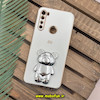 قاب گوشی Redmi Note 8 - Redmi Note 8 2021 شیائومی طرح ژله ای خرسی تدی استندشو مای کیس گلد لاین دور طلایی محافظ لنز دار سفید کد 1137