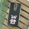 قاب گوشی Redmi Note 8 Pro شیائومی طرح ژله ای خرسی تدی استندشو مای کیس گلد لاین دور طلایی محافظ لنز دار مشکی کد 876