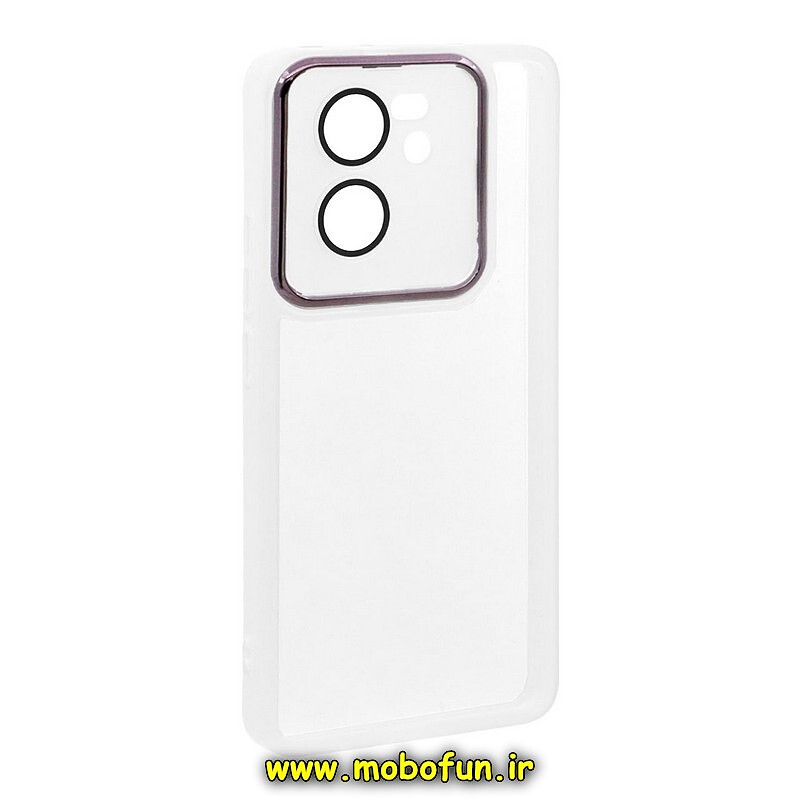 قاب گوشی Xiaomi 13T - Xiaomi 13T Pro شیائومی متال کیس شفاف محافظ لنزدار گلسی سفید کد 111