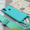 قاب گوشی Galaxy A11 - Galaxy M11 سامسونگ سیلیکونی لندیارد LandYard بند دار سبزآبی کد 853