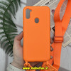 قاب گوشی Galaxy A11 - Galaxy M11 سامسونگ سیلیکونی لندیارد LandYard بند دار نارنجی پاستلی کد 854