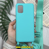قاب گوشی Galaxy A31 سامسونگ سیلیکونی لندیارد LandYard بند دار سبزآبی کد 750