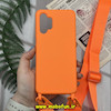 قاب گوشی Galaxy A32 4G سامسونگ سیلیکونی لندیارد LandYard بند دار نارنجی پاستلی کد 1258