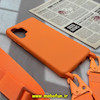 قاب گوشی Galaxy A32 4G سامسونگ سیلیکونی لندیارد LandYard بند دار نارنجی پاستلی کد 1258