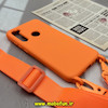 قاب گوشی Xiaomi Redmi Note 8 - Redmi Note 8 2021 شیائومی سیلیکونی لندیارد LandYard بند دار نارنجی پاستلی کد 1162