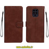 کیف گوشی Redmi Note 9S - Redmi Note 9 Pro شیائومی مگنتی طرح چرم کتابی محافظ لنزدار بنددار قهوه ای کد 1286