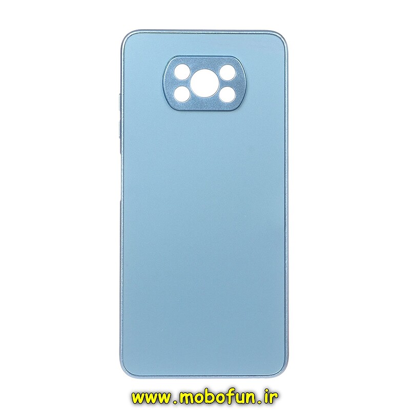 قاب گوشی Poco X3 NFC - Poco X3 Pro شیائومی مدل PVD ضد خش پشت گلس شیشه ای محافظ لنز دار آبی روشن کد 1784