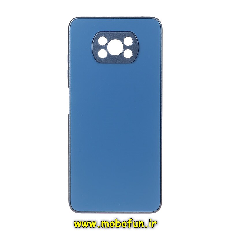قاب گوشی Poco X3 NFC - Poco X3 Pro شیائومی مدل PVD ضد خش پشت گلس شیشه ای محافظ لنز دار آبی کد 1785