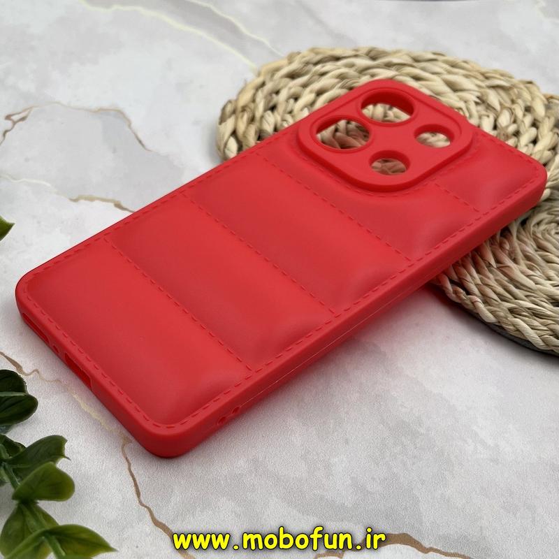 قاب گوشی Redmi Note 13 4G شیائومی سیلیکون ژله ای پافر PC زیر بسته محافظ لنز دار قرمز کد 26