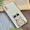 قاب گوشی iPhone X - iPhone XS آیفون طرح ژله ای سگ بولداگ مای کیس گلد لاین دور طلایی محافظ لنز دار سفید کد 673