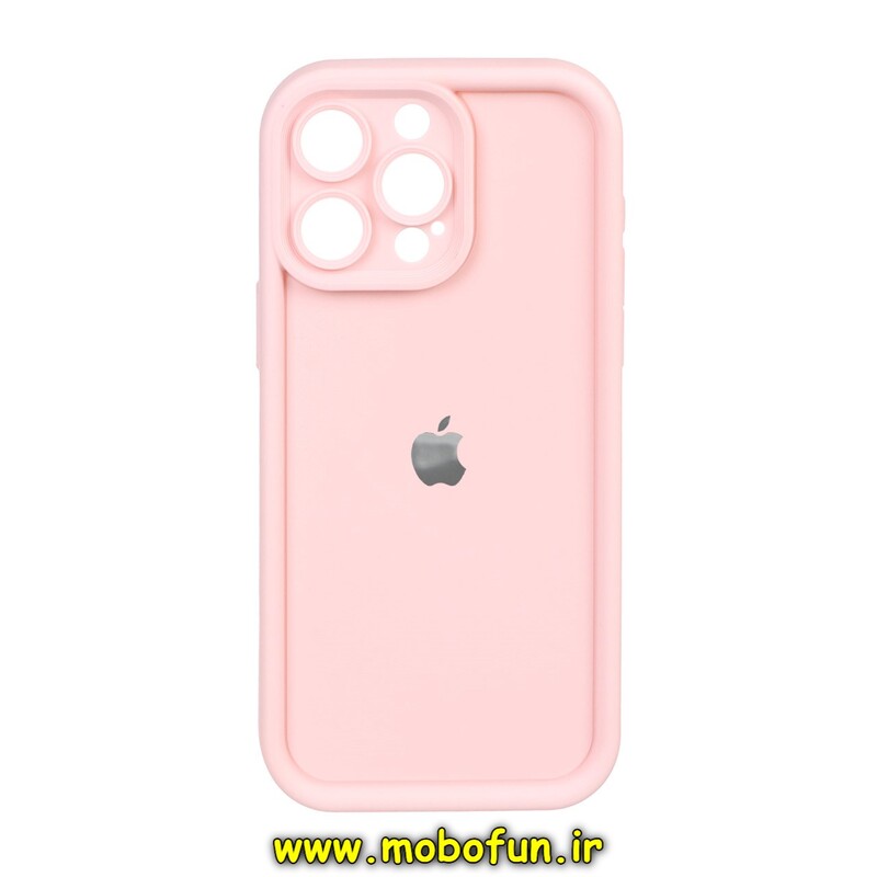 قاب گوشی iPhone 15 Pro Max آیفون طرح سیلیکونی Solid محافظ لنزدار صورتی کد 114