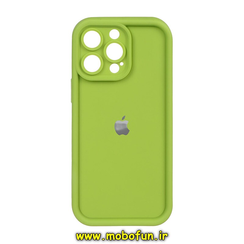 قاب گوشی iPhone 15 Pro Max آیفون طرح سیلیکونی Solid محافظ لنزدار سبز فسفری کد 115