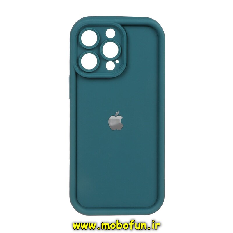 قاب گوشی iPhone 15 Pro Max آیفون طرح سیلیکونی Solid محافظ لنزدار سبز تیره کد 116
