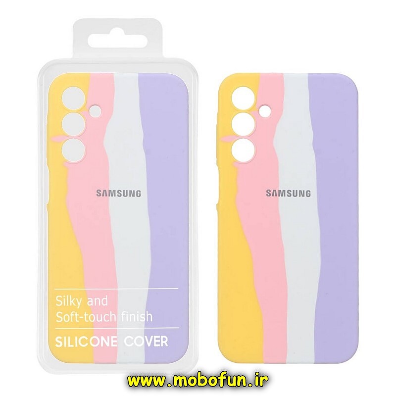 قاب گوشی Galaxy A15 سامسونگ سیلیکونی اورجینال رنگین کمانی پاک کنی درجه یک زیربسته محافظ لنز دار کد 211