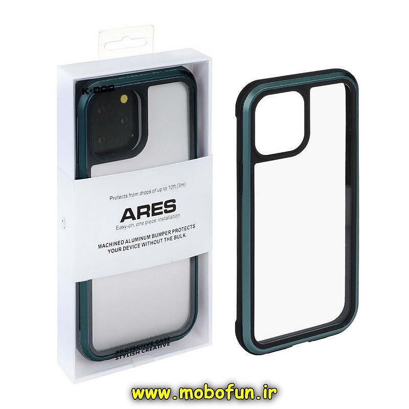 قاب گوشی iPhone 11 Pro آیفون اورجینال کی دو K-DOO سری ARES طرح طلقی شیشه ای شفاف دور فلزی خاکستری GREY کد 563