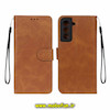 کیف گوشی Galaxy S21 FE سامسونگ مگنتی طرح چرم کتابی محافظ لنزدار عسلی کد 1044