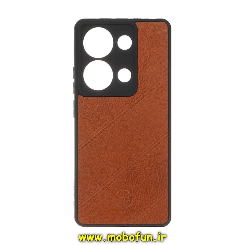 قاب گوشی Redmi Note 13 Pro 4G / Poco M6 Pro 4G شیائومی طرح چرمی ساده محافظ لنزدار مورب عسلی کد 47