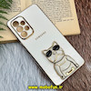 قاب گوشی Galaxy A53 سامسونگ طرح ژله ای سگ بولداگ مای کیس گلد لاین دور طلایی محافظ لنز دار سفید کد 936