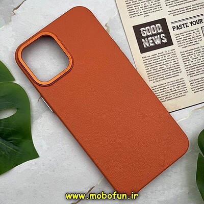 قاب گوشی iPhone 12 Pro Max آیفون طرح چرمی اورجینال FUNSHARE متال HARD رنگ نارنجی پاستیلی کد 847