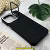 قاب گوشی iPhone 15 Pro Max آیفون اورجینال متال کیس Metal اورجینال CASE PRO طرح چرمی اورجینال اوزاکی OZAKI دور سیلیکونی استندشو مشکی کد 130