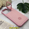 قاب گوشی iPhone 15 Pro Max آیفون اورجینال متال کیس Metal اورجینال CASE PRO طرح چرمی اورجینال اوزاکی OZAKI دور سیلیکونی استندشو صورتی کد 132