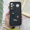 قاب گوشی Galaxy A55 سامسونگ سیلیکونی Solid برجسته محافظ لنزدار طرح BABY بنددار کنفی مشکی کد 68