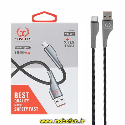 کابل شارژ USB به USB-C یوشیتا YOSHITA فست 3 آمپر مدل YC-017 طول 1 متر